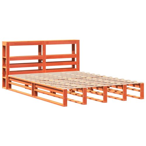 vidaXL Posteljni okvir z vzglavjem voščeno rjava 120x190 cm borovina, (21322492) Cene
