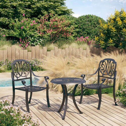 vidaXL 3-dijelni bistro set od lijevanog aluminija crni Cene