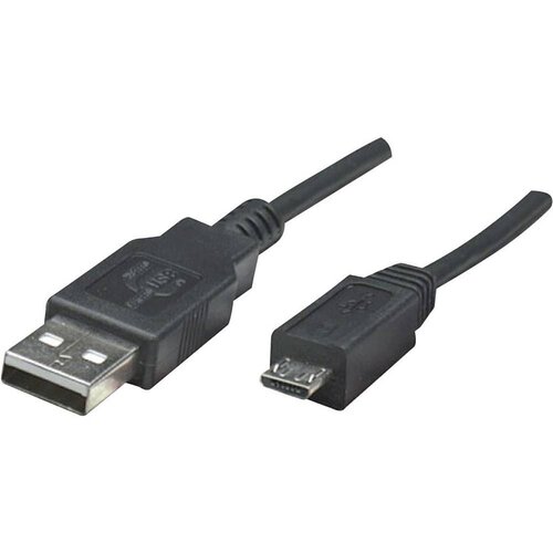 Manhattan USB 2.0 priključni kabel [1x mu&amp;scaron;ki konektor USB 2.0 tipa a - 1x mu&amp;scaron;ki konektor USB 2.0 tipa micro-B] 1.80 m crna UL certificiran USB kabel USB 2.0 USB-A utikač, USB-Micro-B utikač 1.80 m crna UL certificiran 307178-CG Slike