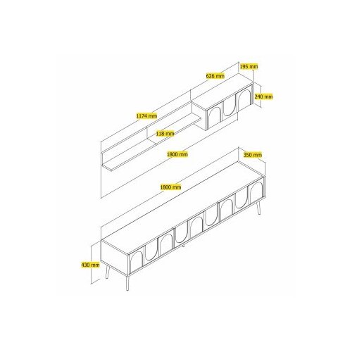 Hanah home TV komoda sa komodama Lyon 2, 180 cm, Krem-Bijela Slike
