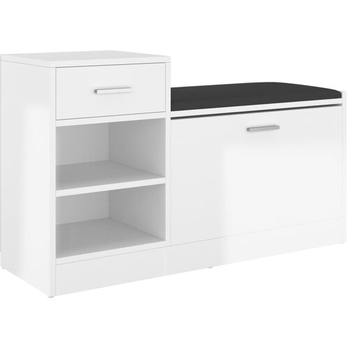 Maison Chic Klop za čevlje - Sedež za čevlje visok sijaj bela 94,5x31x57 cm inženirski les, (21777765) Cene