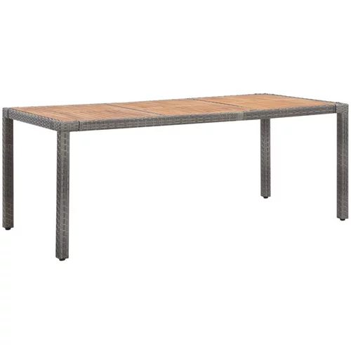  Vrtna miza siva 190x90x75 cm poli ratan in trakacijev les