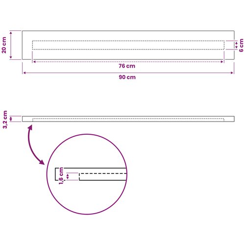  Pravokutni stolni vrh 90 x 20 x 3,2 cm Pravokutni Slike