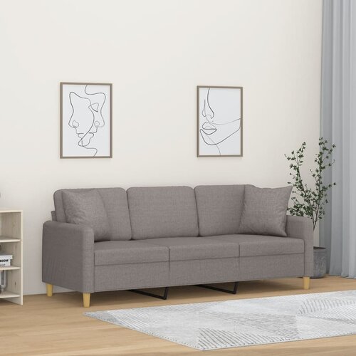 VidaXL Trosjed s ukrasnim jastucima smeđesivi 180 cm od tkanine Slike