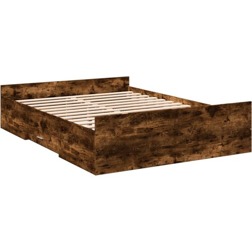 vidaXL Okvir kreveta s ladicama boja hrasta 135x190 cm Cijene