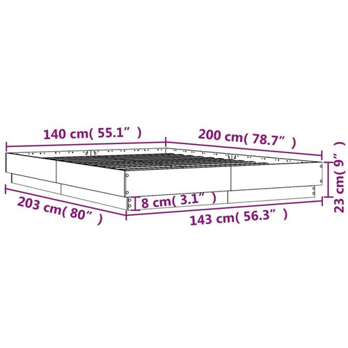 VidaXL Okvir za krevet boja hrasta 140 x 200 cm konstruirano drvo Slike