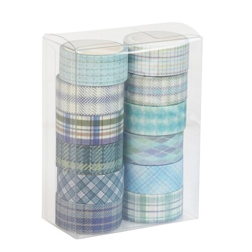 INF Komplet 12 trakov washi s črtami in karo vzorcem Multicolor2, (21758442) Cene