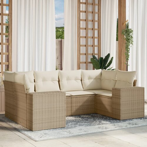 vidaXL 6-dijelni set vrtnih sofa s jastucima bež od poliratana Cijene