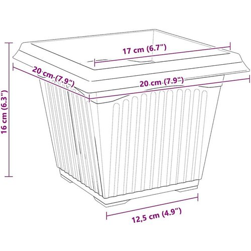  Kvadratna saksija za cvijeće 6 pcs Crvena cigla - Crvena cigla 33 x 33 x 26 cm 6 Slike