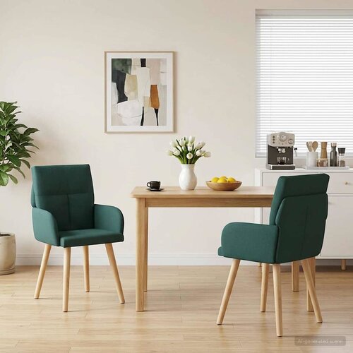 vidaXL Trpezarijske stolice 2 pcs Tkanina Tamnozelena 60 x 56 x 96 cm Cene