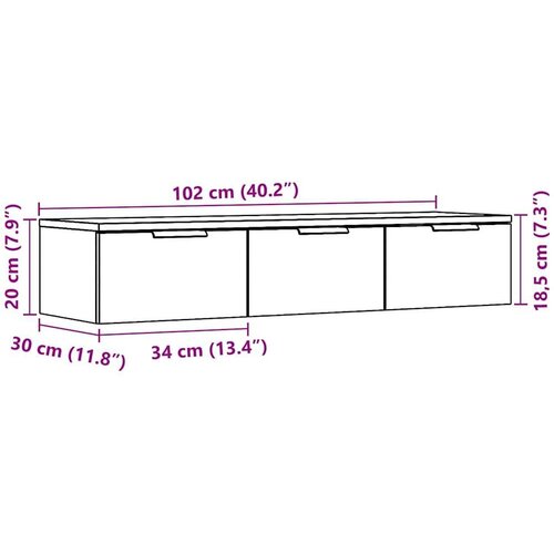 VidaXL Zidni ormarić Artisan hrast 102x30x20 cm izrađeno drvo Slike