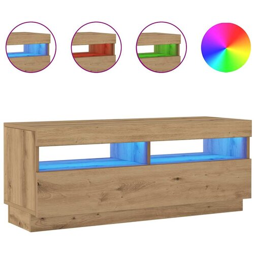 Maison Chic TV omarica - TV stojalo - Televizijska omarica z LED artisan hrast 100x35x40 cm inženirski les, (21700590) Slike