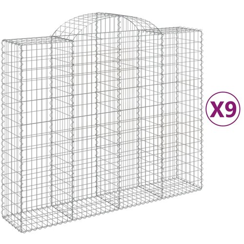 VidaXL Obokana gabionska ko&amp;scaron;ara 9kos 200x50x160/180cm pocinkano železo, (20954821) Slike