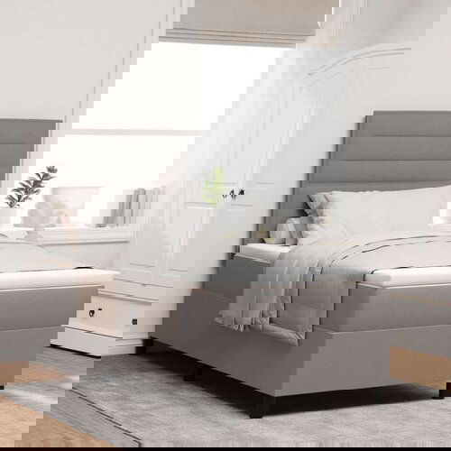 Box Spring Krevet s madracem Taupe Jednokrevetni Tkanina Cijene