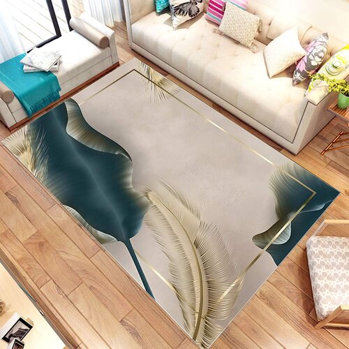  Sa gumenom podlogom 140x220cm - zeleno pero, TG-3098 Cene
