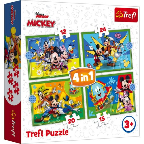 Trefl 4 in 1 Puzzle - Mickey Mouse und Freunde 12,15, 20, 24 Teile - 1 k. Slike