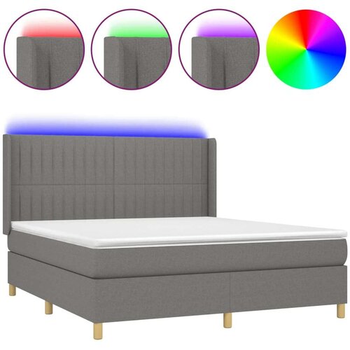  Krevet box spring s madracem LED tamnosivi 160x200 cm tkanina Slike