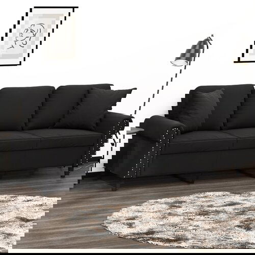 VidaXL Trosjed s ukrasnim jastucima crni 180 cm bar&amp;scaron;unasti Slike