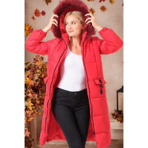 Dewberry Z6706 LADIES COAT-PLAIN RED Slike