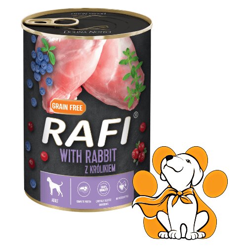 Rafi Dog Grain Free Rabbit 400g, Vlažna Hrana Sa Zečetinom Za Osetljive Pse Slike