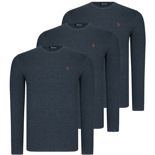 Dewberry TRIPLE SET T8588 ROUND COLLAR MEN'S SWEATSHIRT-ANTHRACITE-ANTHRACITE-ANTHRACITE Cene