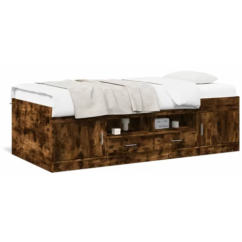  Dnevni krevet s ladicama boja dimljenog hrasta 75x190 cm drveni