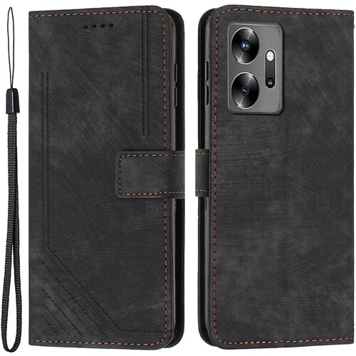 INORCO Za Infinix Zero 20 4G usnjena torbica s stojalom za telefon Skin-touch Lines vtisnjena denarnica ovitek za telefon, (22033290) Slike