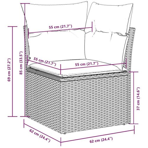 VidaXL 9-dijelni set vrtnih sofa od poliratana s jastucima svjetlosivi Slike