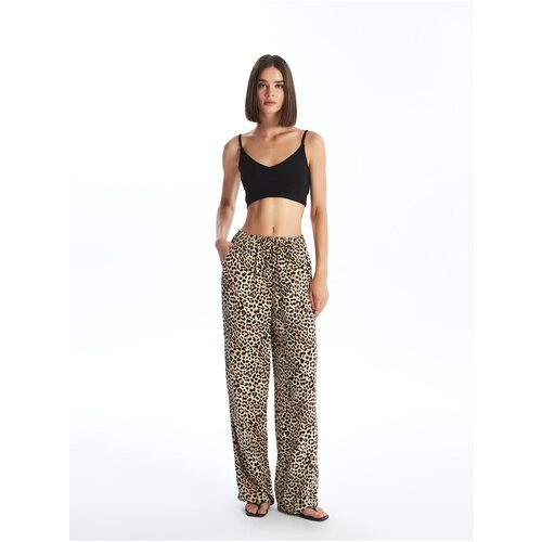 LC Waikiki Leopard Patterned Women's Trousers with Elastic Waist Slike