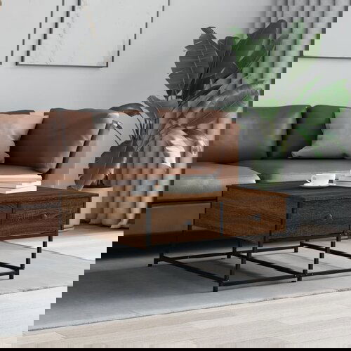 VidaXL Stolić za kavu boja smeđeg hrasta 80x80x40 cm konstruirano drvo Slike