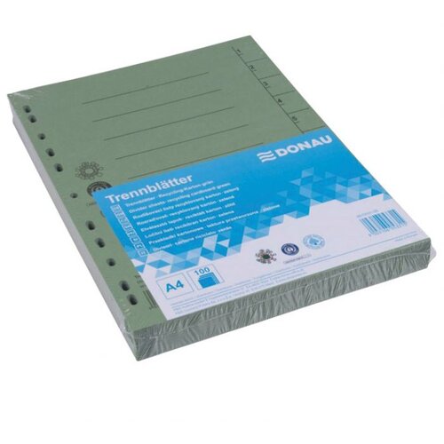 Pregrada Kartonski razdelilnik A4 250g pk100 Donau 8610001-06 zelena Slike