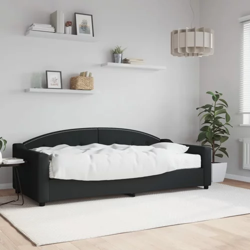  Dnevni krevet s madracem crni 90 x 200 cm od tkanine