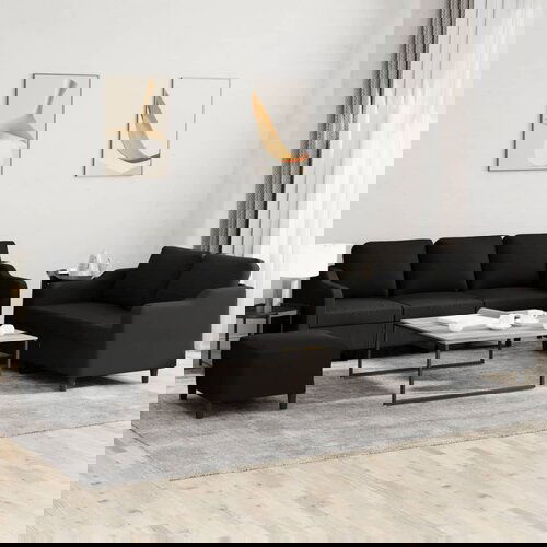 vidaXL 3-dijelni set sofa s jastucima crni od tkanine Cijene