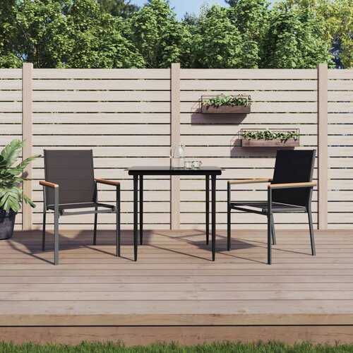  Vrtne stolice 2 kom crne 55 x 61,5 x 90 cm tekstilen i čelik Cene
