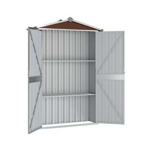 VidaXL Vrtno spremi&amp;scaron;te smeđe 107,5 x 46 x 183 cm od pocinčanog čelika Slike