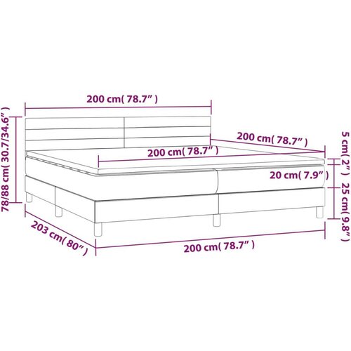  Krevet box spring s madracem LED plavi 200x200 cm od tkanine Slike