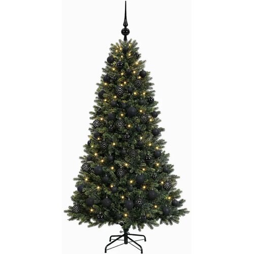  Umjetno božićno drvce s kuglicama 240 cm 300 LED lampica - 240 cm s LED-ima i crnim lopticama Slike