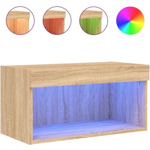 Maison Chic TV omarica - TV stojalo - Televizijska omarica z LED lučmi sonoma hrast 60x30x30 cm, (21698704) Slike