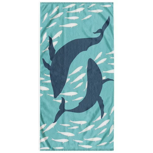 DecoKing Modra brisača za plažo 90x180 cm Dolphin - DecoKing
