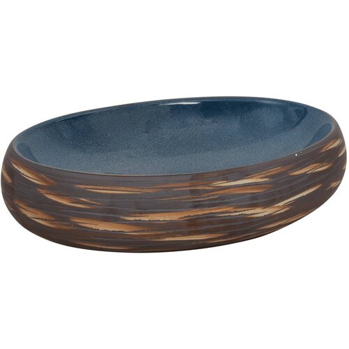 Maison Chic Umivalnik - Kopalna umivalnik - Lavabo Nadpultni rjav in moder ovalen 59x40x15 cm keramika, (21684681) Cene