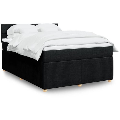 vidaXL Box spring postelja z vzmetnico črna 160x200 cm blago Cene