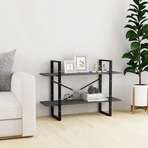 Ormarić za knjige s 2 razine sivi 100 x 30 x 70 cm od borovine Cijene