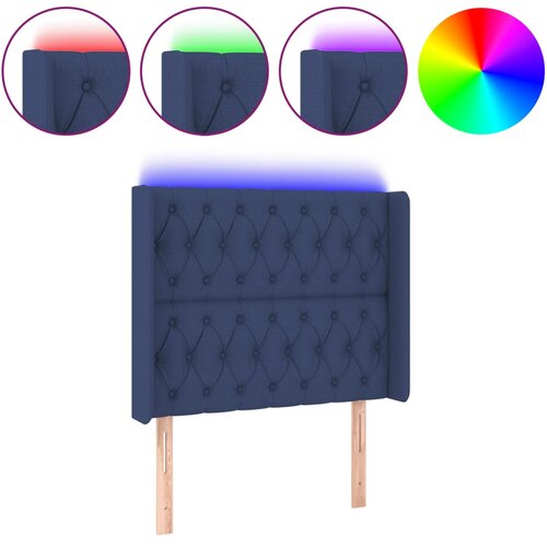 Maison Chic led posteljno vzglavje - vzglavna omarica - nočna omarica modro 93x16x118/128 cm blago, (21710368) Slike