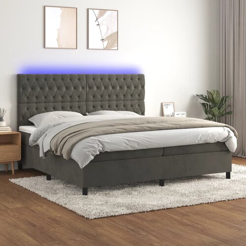 The Living Store Box spring postelja z vzmetnico LED temno siva 200x200 cm žamet - Box Spring Postelja, (21492347) Slike