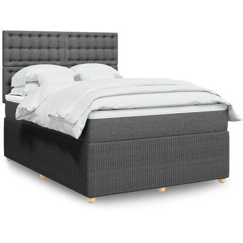 vidaXL Box spring postelja z vzmetnico temno siva 140x200 cm blago Cene