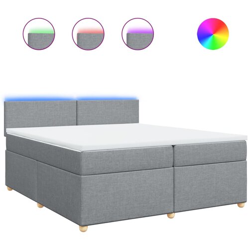 vidaXL Box spring postelja z vzmetnico svetlo siva 200x200 cm blago, (21305301) Cene