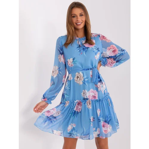 Fashion Hunters Blue floral dress with ruffles Fashion Hunters Blue floral dress with ruffles