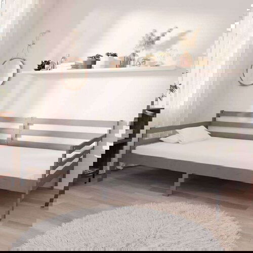  Dnevna postelja z vzmetnico 90x200 cm siva trdna borovina, (20643750) Cene
