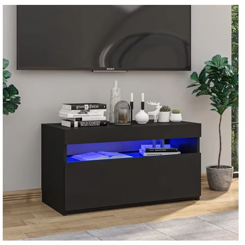  TV omarica z LED lučkami črna 75x35x40 cm
