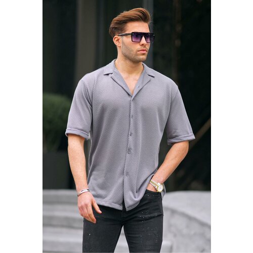 Madmext Anthracite Men's Short Sleeve Shirt 6728 Slike